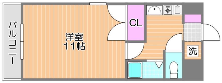 JP岡山医大東(1K/2階)の間取り写真