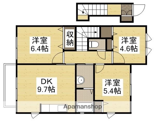 シャーメゾントランキルB(3DK/2階)の間取り写真