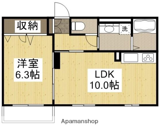 ハイム川東Ⅱ(1LDK/2階)の間取り写真