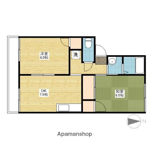 メゾンドール藤岡(2DK/2階)の間取り写真