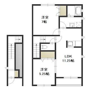 レザン ヴェルジェ A(2LDK/2階)の間取り写真