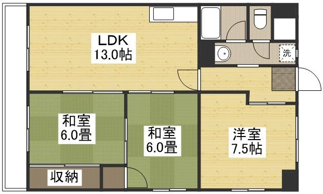 レジデンス奥田(3LDK/4階)の間取り写真