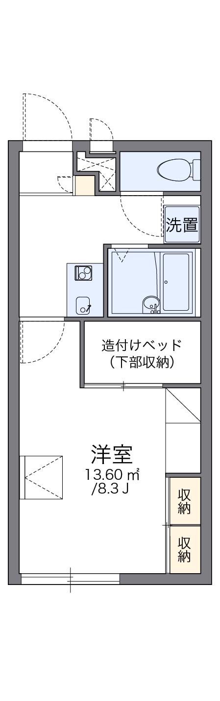 レオパレスエスポワール河内(1K/2階)の間取り写真