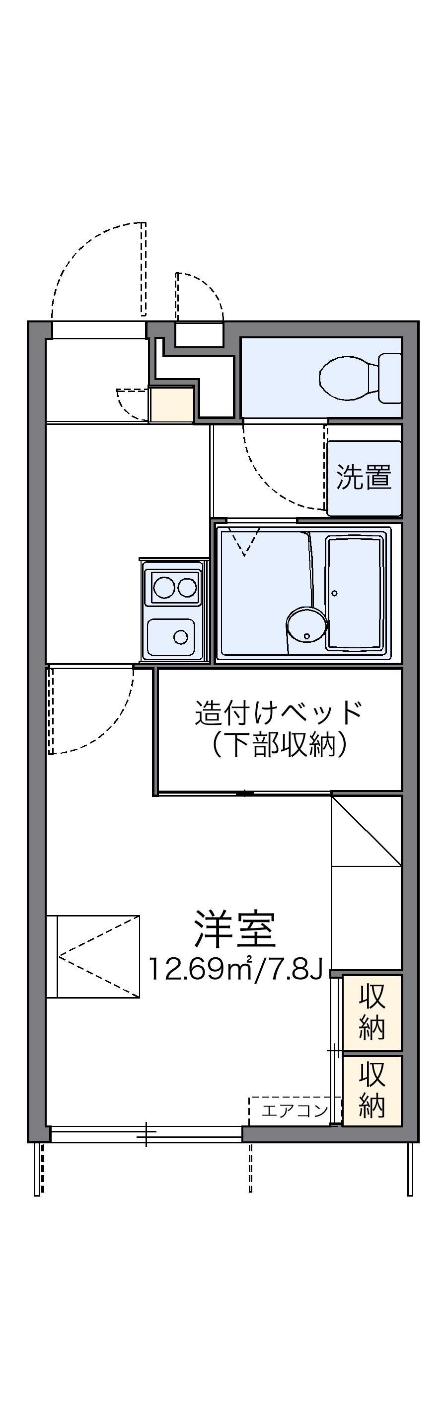 レオパレスパル北方Ⅲ(1K/1階)の間取り写真