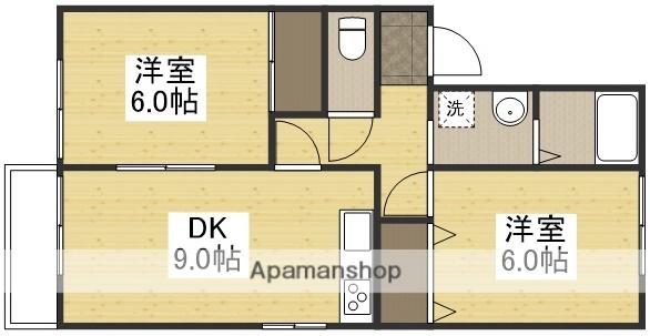 メゾンシャルマンB(2DK/1階)の間取り写真