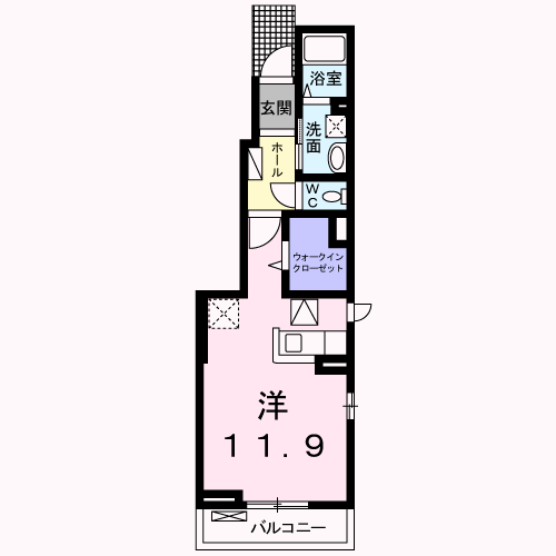 グリーンピュアⅢ(ワンルーム/1階)の間取り写真