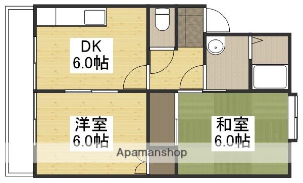 ウィンズ下中野A(2DK/2階)の間取り写真