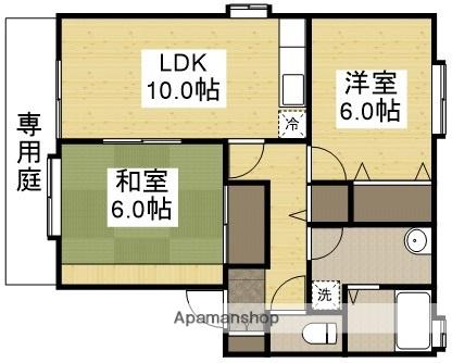 シャルマンサンノコリB(2LDK/1階)の間取り写真