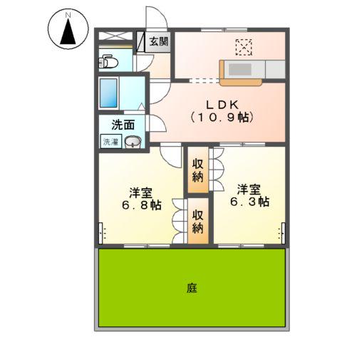 リープクレセント(2LDK/1階)の間取り写真