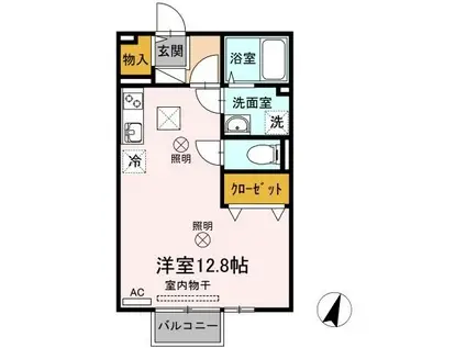 サニーハウス・横井A棟(ワンルーム/1階)の間取り写真