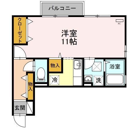 フェイバリット フラット B棟(ワンルーム/1階)の間取り写真