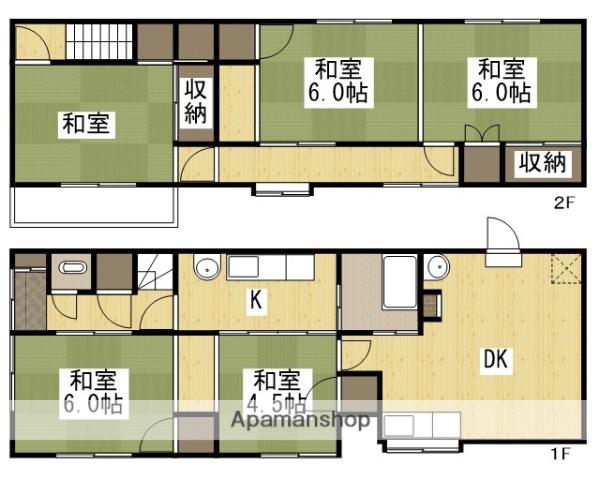 津山線 備前原駅 徒歩2分 2階建 築57年(5DK)の間取り写真