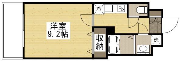 グランフォンテーヌ奉還町(1K/3階)の間取り写真