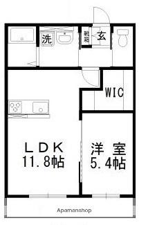 Aシャンブル(1LDK/2階)の間取り写真