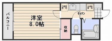 ミラドール今Ⅱ(1K/3階)の間取り写真