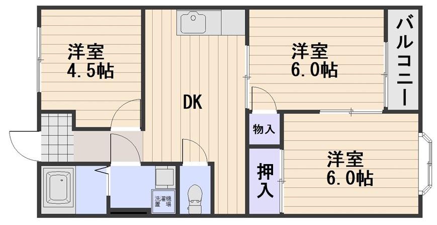 リレイズ葉月Ⅰ(3DK/2階)の間取り写真