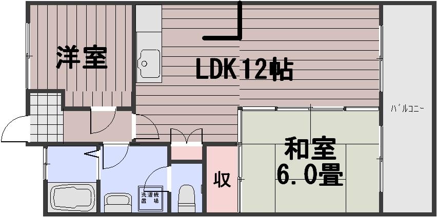 ヴィレッジ奥田(2LDK/2階)の間取り写真