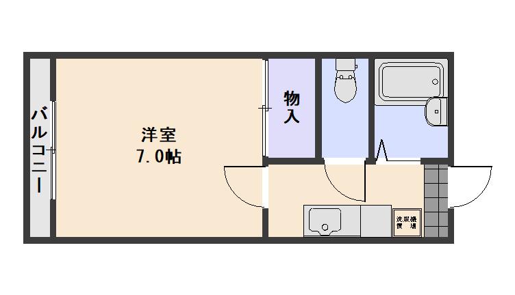 竹田レジデンスA(1K/2階)の間取り写真