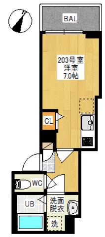REGALEST 津島笹が瀬(ワンルーム/2階)の間取り写真