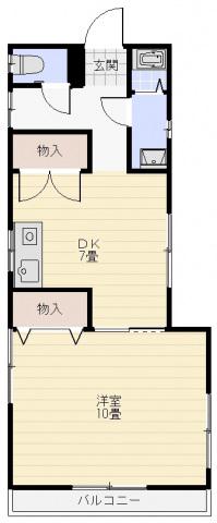 MSビル(1DK/2階)の間取り写真
