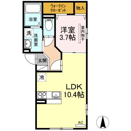 ゆず桑田町(1LDK/3階)の間取り写真