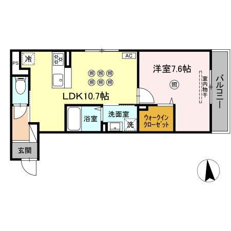 モン サン ブルー(1LDK/2階)の間取り写真