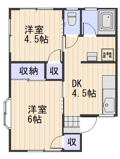 シティハイムカトレア(2K/2階)の間取り写真