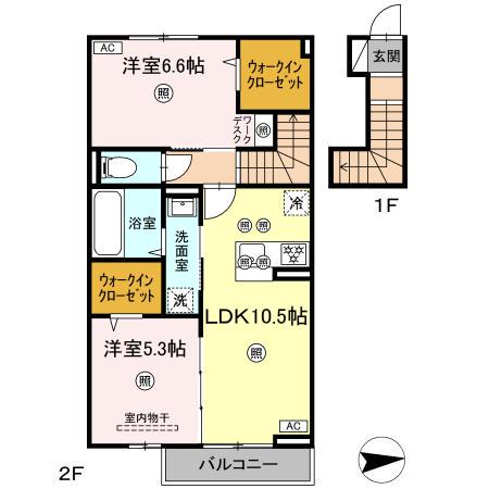 セレスト ブルー(2LDK/2階)の間取り写真