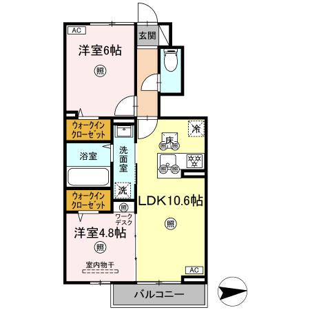 セレスト ブルー(2LDK/1階)の間取り写真