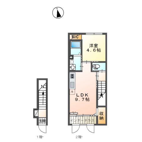 ウィステリアⅦ(1LDK/2階)の間取り写真