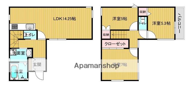 山陽本線 東岡山駅 徒歩14分 2階建 築1年(3LDK)の間取り写真