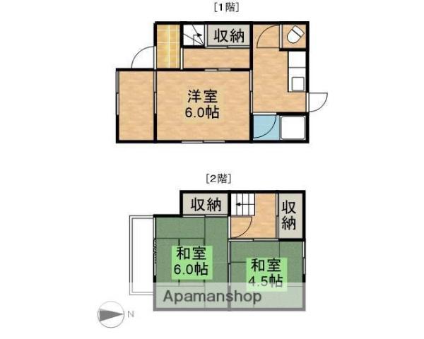 山陽本線 岡山駅 徒歩9分 2階建 築52年(3K)の間取り写真