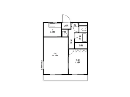 LA・VESTA(1LDK/2階)の間取り写真