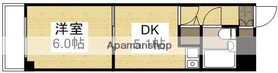 ライオンズマンション中山下(1DK/2階)の間取り写真