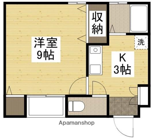 津山線 法界院駅 徒歩20分 2階建 築27年(1K/1階)の間取り写真