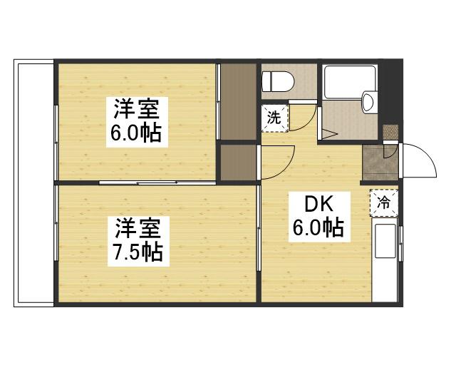 ディアトレス下中野(2DK/3階)の間取り写真