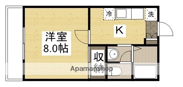 サウスウィンド山本Ⅰ(1K/3階)の間取り写真