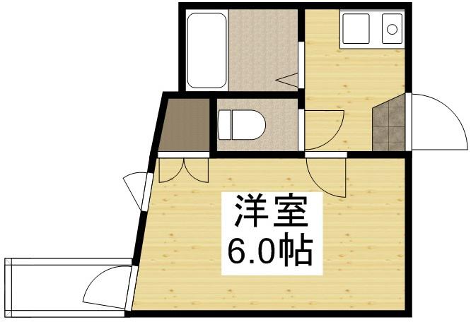 ボヌール小橋(1K/2階)の間取り写真
