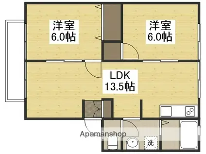 コーポ赤坂(2LDK/2階)の間取り写真