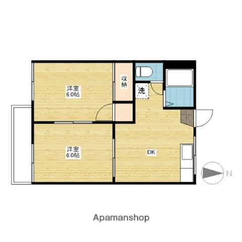 ホリホックハウス雄町(2DK/2階)の間取り写真
