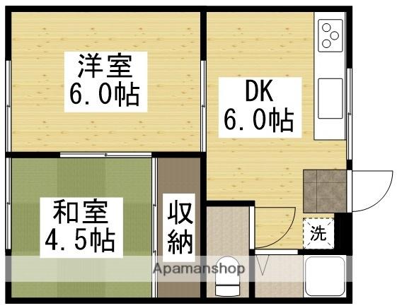 コーポバラB(2DK/1階)の間取り写真