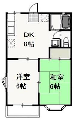 シャトレイーストB(2DK/1階)の間取り写真
