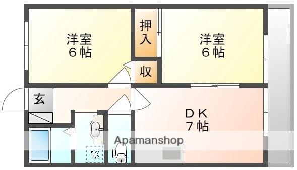 フォブールはまなすⅢ(2DK/2階)の間取り写真