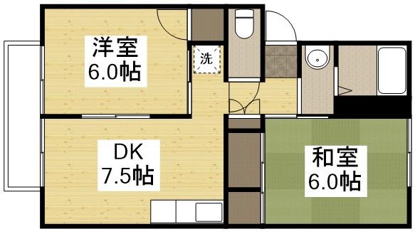 ステラマリス田中A棟(2DK/2階)の間取り写真