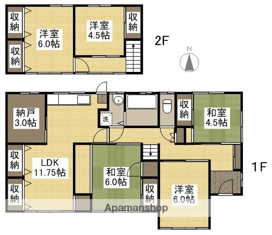 山陽本線 岡山駅 バス乗車時間：40分 ひかり幼稚園前バス停で下車 徒歩5分 2階建 築57年(5SLDK)の間取り写真