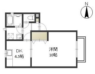 ルール・トワール(1DK/2階)の間取り写真