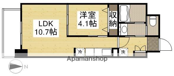 STUDIO昭和町(1LDK/6階)の間取り写真