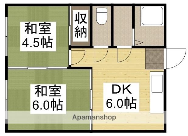 原田アパート(2DK/3階)の間取り写真