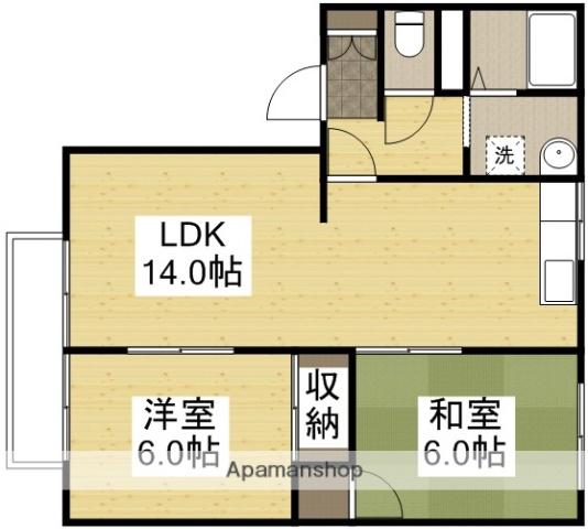 アルモニー東岡山(2LDK/2階)の間取り写真