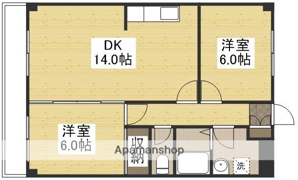 ニューマリッチかわぐちB(2LDK/3階)の間取り写真